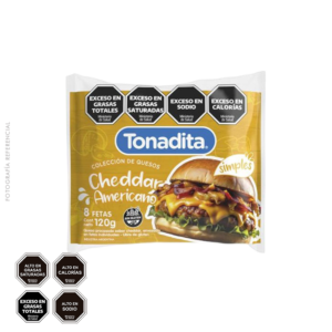QUESO CHEDDAR X8 LAM.120GRS - TONADITA